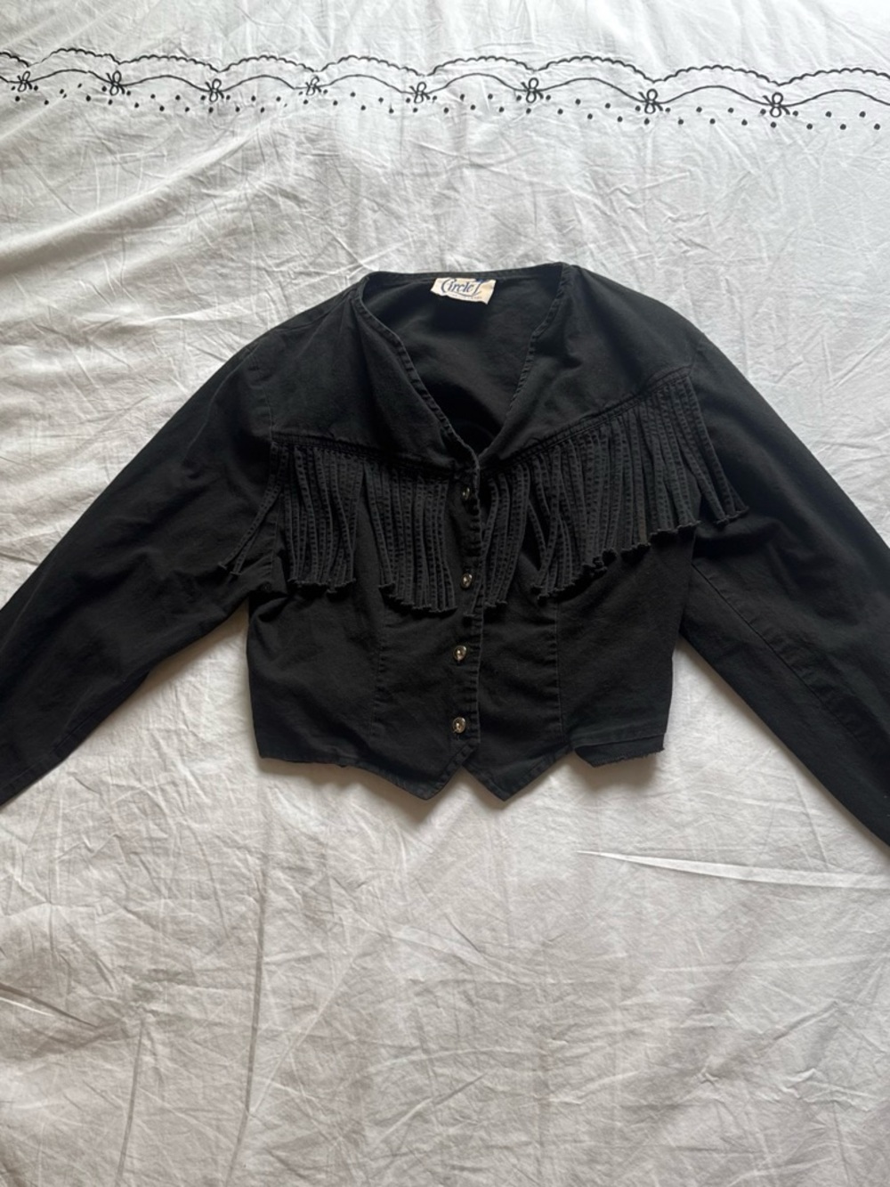 Circle T black western Fringe Button-Front Women's Top